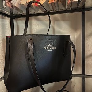 Coach black purse red interior